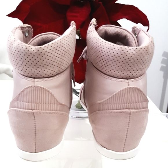 🔻Call It Spring🌸High Top Pink Faux Suede Wedge Sneaker - Picture 8 of 9